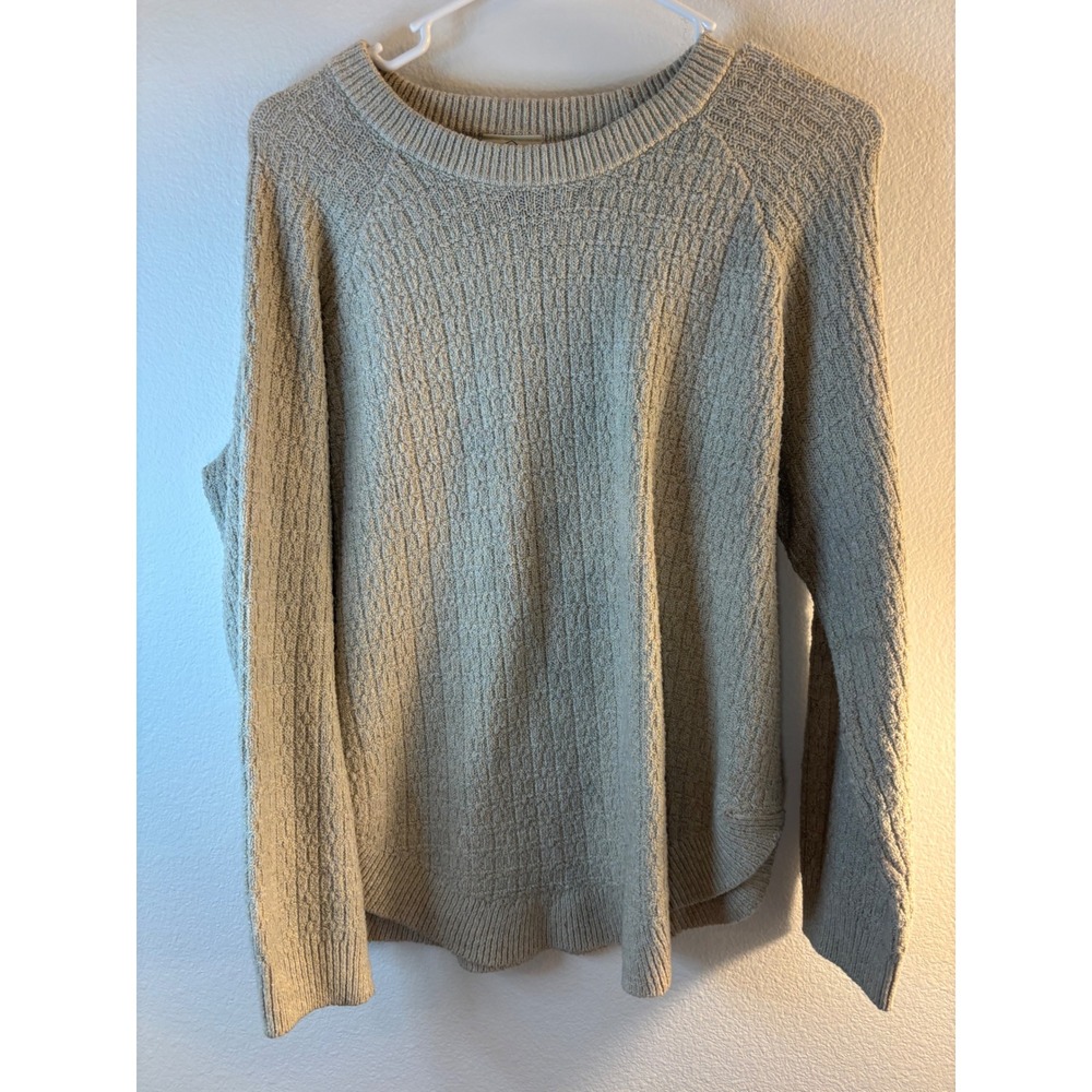 St Johns Bay Womens PL Oatmeal Beige Textured Knit Crew Neck Raglan Sweater